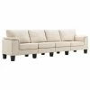 VidaXL Canapé à 4 places Crème Tissu