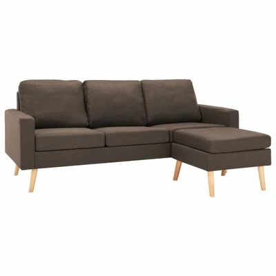 VidaXL Canapé à 3 places avec repose-pied Marron Tissu 1 VidaXL Canapé à 3 places avec repose-pied Marron Tissu