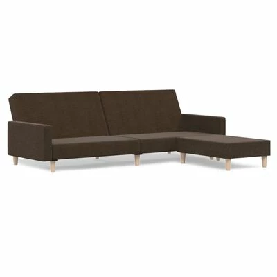 VidaXL Canapé-lit à 2 places avec repose-pied Marron Tissu 1 VidaXL Canapé-lit à 2 places avec repose-pied Marron Tissu