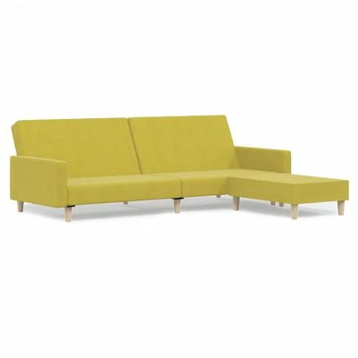 VidaXL Canapé-lit à 2 places avec repose-pied Vert Tissu 1 VidaXL Canapé-lit à 2 places avec repose-pied Vert Tissu