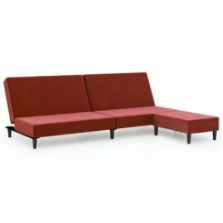VidaXL Canapé-lit à 2 places avec repose-pied Rouge bordeaux Velours
