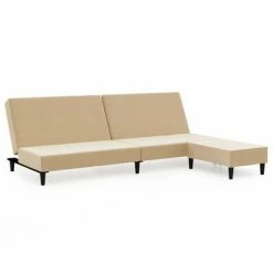 VidaXL Canapé-lit à 2 places avec repose-pied Crème Velours