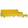 VidaXL Canapé-lit à 2 places avec repose-pied Jaune Velours