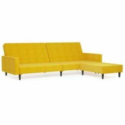 VidaXL Canapé-lit à 2 places avec repose-pied Jaune Velours