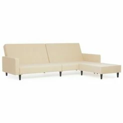 VidaXL Canapé-lit à 2 places avec repose-pied Crème Velours