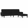 VidaXL Canapé-lit à 2 places avec repose-pied Noir Velours