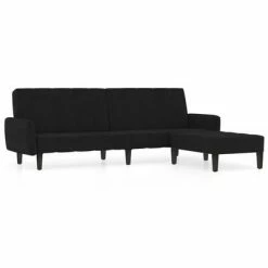 VidaXL Canapé-lit à 2 places avec repose-pied Noir Velours