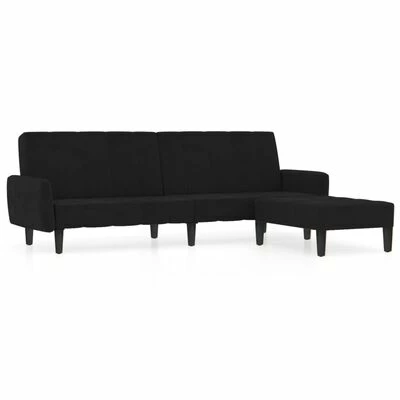 VidaXL Canapé-lit à 2 places avec repose-pied Noir Velours 1 VidaXL Canapé-lit à 2 places avec repose-pied Noir Velours
