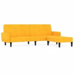 VidaXL Canapé-lit à 2 places avec repose-pied Jaune Velours