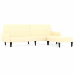 VidaXL Canapé-lit à 2 places avec repose-pied Crème Velours