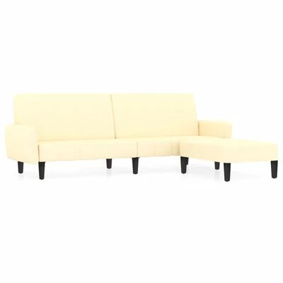 VidaXL Canapé-lit à 2 places avec repose-pied Crème Velours 1 VidaXL Canapé-lit à 2 places avec repose-pied Crème Velours