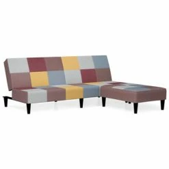 VidaXL Canapé-lit à 2 places avec repose-pied Multicolore Tissu