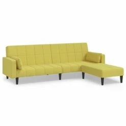 VidaXL Canapé-lit 2 places et deux oreillers repose-pied Vert Tissu