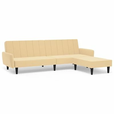 VidaXL Canapé-lit 2 places avec tabouret Crème Velours 1 VidaXL Canapé-lit 2 places avec tabouret Crème Velours