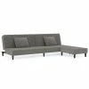 VidaXL Canapé-lit 2 places 2 oreillers repose-pied Gris clair Velours