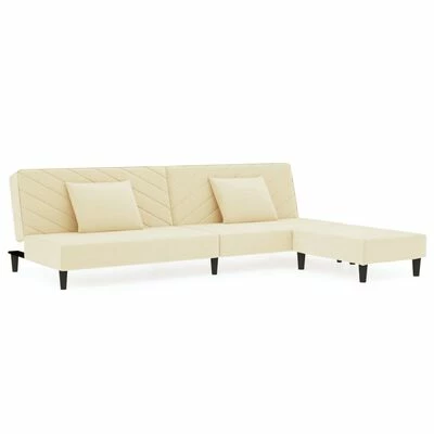 VidaXL Canapé-lit 2 places 2 oreillers et repose-pied Crème Velours 1 VidaXL Canapé-lit 2 places 2 oreillers et repose-pied Crème Velours