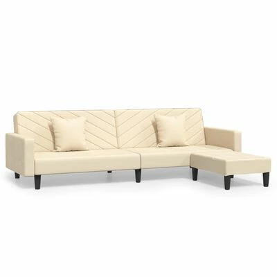 VidaXL Canapé-lit 2 places 2 oreillers et repose-pied Crème Velours 1 VidaXL Canapé-lit 2 places 2 oreillers et repose-pied Crème Velours