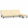 VidaXL Canapé-lit à 2 places avec repose-pied Crème Velours