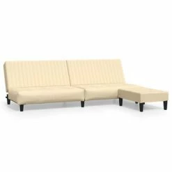 VidaXL Canapé-lit à 2 places avec repose-pied Crème Velours