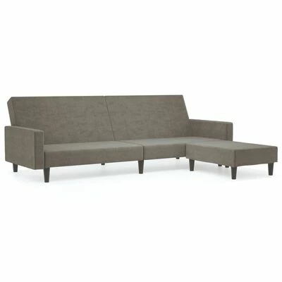 VidaXL Canapé-lit à 2 places avec repose-pied Gris clair Velours 1 VidaXL Canapé-lit à 2 places avec repose-pied Gris clair Velours