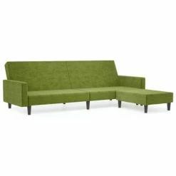 VidaXL Canapé-lit à 2 places avec repose-pied Vert clair Velours