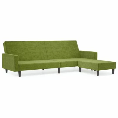 VidaXL Canapé-lit à 2 places avec repose-pied Vert clair Velours 1 VidaXL Canapé-lit à 2 places avec repose-pied Vert clair Velours