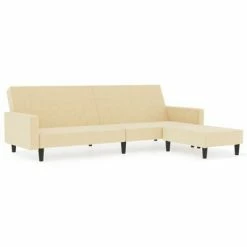 VidaXL Canapé-lit à 2 places avec repose-pied Crème Velours
