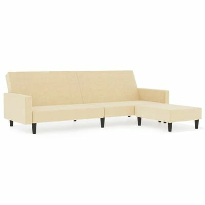 VidaXL Canapé-lit à 2 places avec repose-pied Crème Velours 1 VidaXL Canapé-lit à 2 places avec repose-pied Crème Velours