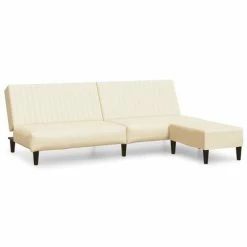 VidaXL Canapé-lit à 2 places avec repose-pied Crème Similicuir