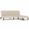 VidaXL Canapé-lit à 2 places avec tabouret Crème Tissu microfibre