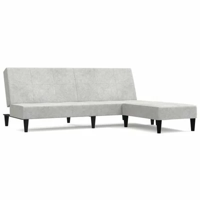 VidaXL Canapé-lit à 2 places avec tabouret Gris clair Tissu microfibre 1 VidaXL Canapé-lit à 2 places avec tabouret Gris clair Tissu microfibre