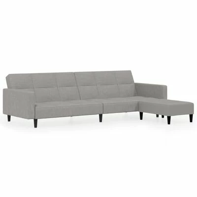 VidaXL Canapé-lit à 2 places avec tabouret Gris clair Tissu microfibre 1 VidaXL Canapé-lit à 2 places avec tabouret Gris clair Tissu microfibre