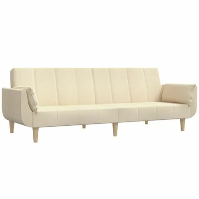 VidaXL Canapé-lit à 2 places avec deux oreillers Crème Tissu 1 VidaXL Canapé-lit à 2 places avec deux oreillers Crème Tissu