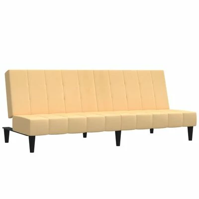 VidaXL Canapé-lit à 2 places Crème Tissu microfibre 1 VidaXL Canapé-lit à 2 places Crème Tissu microfibre