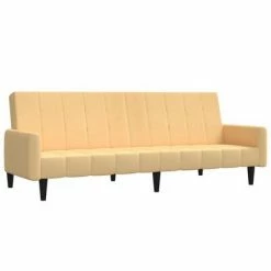 VidaXL Canapé-lit à 2 places Crème Tissu microfibre