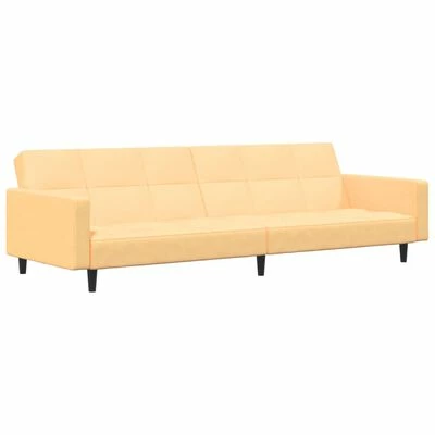 VidaXL Canapé-lit à 2 places Crème Microfibre 1 VidaXL Canapé-lit à 2 places Crème Microfibre