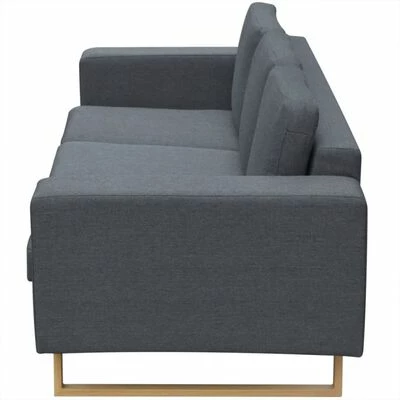 VidaXL Canapé avec 3 places Tissu Gris foncé 3 VidaXL Canapé avec 3 places Tissu Gris foncé – Image 3