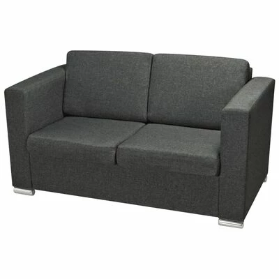 VidaXL Canapé à 2 places Tissu Gris foncé 3 VidaXL Canapé à 2 places Tissu Gris foncé – Image 3