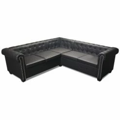 VidaXL Canapé d'angle Chesterfield 5 places Cuir synthétique Noir 8 VidaXL Canapé d'angle Chesterfield 5 places Cuir synthétique Noir -Canapés Soldes 2022 image 3 243614