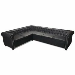 VidaXL Canapé d'angle Chesterfield 6 Places Cuir artificiel Noir -Canapés Soldes 2022 image 3 243617