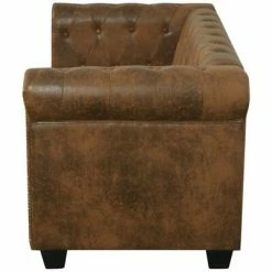 VidaXL Canapé Chesterfield 2 places Cuir artificiel Marron 8 VidaXL Canapé Chesterfield 2 places Cuir artificiel Marron -Canapés Soldes 2022 image 3 243619