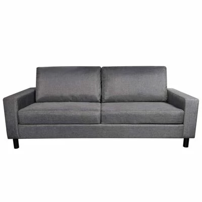 VidaXL Canapé à 3 places Tissu Gris foncé 3 VidaXL Canapé à 3 places Tissu Gris foncé – Image 3