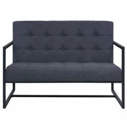 VidaXL Sofa à 2 places avec accoudoirs Acier et tissu Gris foncé 8 VidaXL Sofa à 2 places avec accoudoirs Acier et tissu Gris foncé -Canapés Soldes 2022 image 3 245525