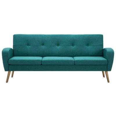 VidaXL Canapé à 3 places Tissu Vert 3 VidaXL Canapé à 3 places Tissu Vert – Image 3