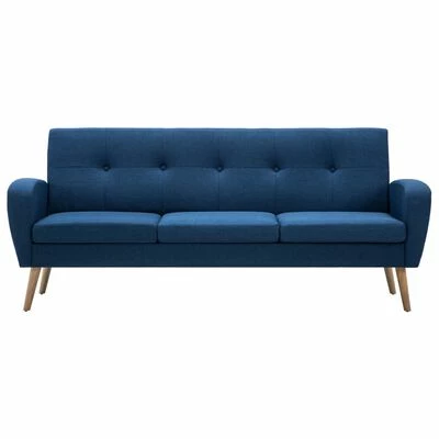 VidaXL Canapé à 3 places Tissu Bleu 3 VidaXL Canapé à 3 places Tissu Bleu – Image 3