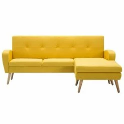 VidaXL Canapé d'angle Revêtement en tissu 186x136x79 cm Jaune -Canapés Soldes 2022 image 3 246998