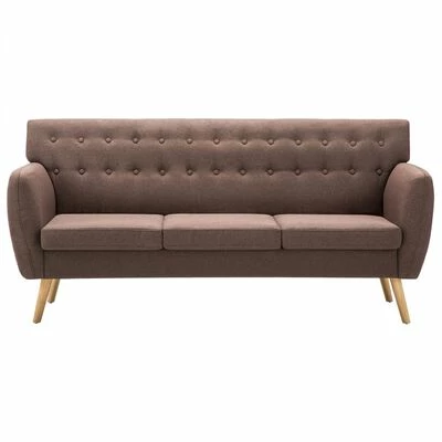 VidaXL Canapé à 3 places Revêtement en tissu 172x70x82 cm Marron 3 VidaXL Canapé à 3 places Revêtement en tissu 172x70x82 cm Marron – Image 3