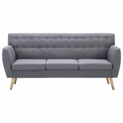 VidaXL Canapé à 3 places Revêtement en tissu 172x70x82 cm Gris clair 3 VidaXL Canapé à 3 places Revêtement en tissu 172x70x82 cm Gris clair – Image 3