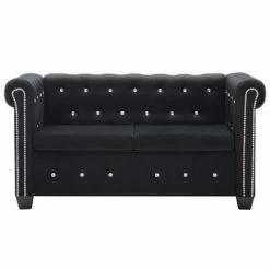 VidaXL Canapé à 2 places Tapisserie en velours 146x75x72 cm Noir 8 VidaXL Canapé à 2 places Tapisserie en velours 146x75x72 cm Noir -Canapés Soldes 2022 image 3 247137