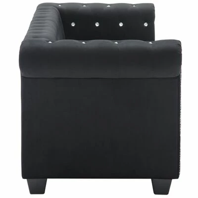 VidaXL Canapé à 3 places Revêtement en velours 199x75x72 cm Noir 3 VidaXL Canapé à 3 places Revêtement en velours 199x75x72 cm Noir – Image 3